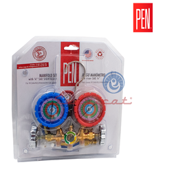 KIT DE MANÓMETROS ANALÓGICOS R134A - R404A - R22 - R410A PEN REFRIGERADORA TODAS LAS MARCAS